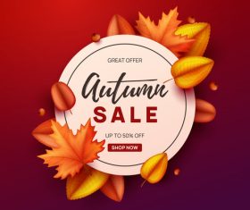 Autumn great offer sale poster template vector 06