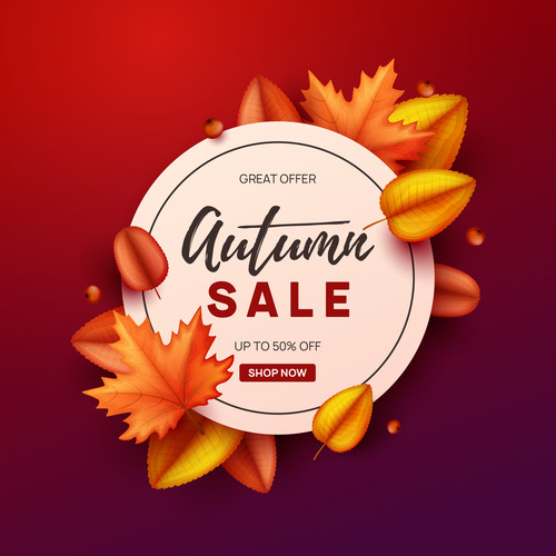 Autumn great offer sale poster template vector 06