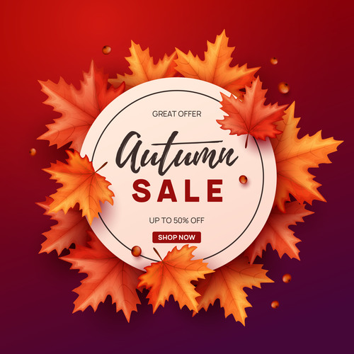 Autumn great offer sale poster template vector 07