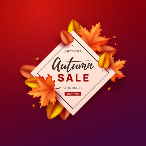 Autumn great offer sale poster template vector 08