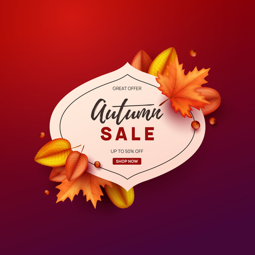 Autumn great offer sale poster template vector 09