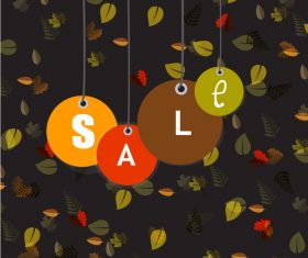 Autumn leaves background with sale elements vector