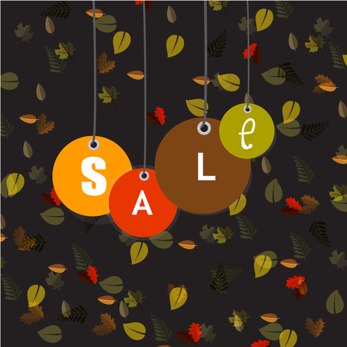 Autumn leaves background with sale elements vector