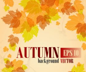 Autumn leaves with autumn background design vector 02