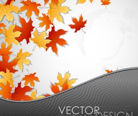 Autumn leaves with wavy background vector
