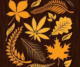 Autumn leaves with wood texture background vector