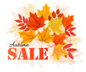Autumn sale background with colorful leaves vector