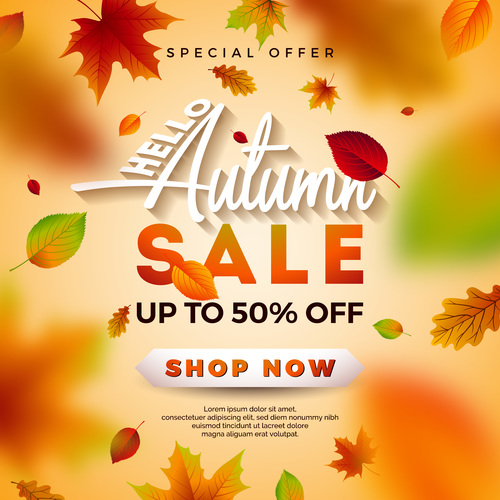 Autumn sale discount poster vectors 01