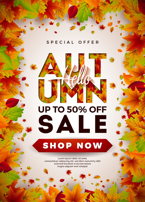 Autumn sale discount poster vectors 02