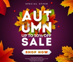 Autumn sale discount poster vectors 03