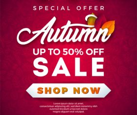 Autumn sale discount poster vectors 04