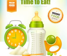 Baby bottle milk poster vector