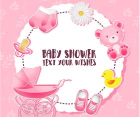 Baby shower card tamplate vector 01