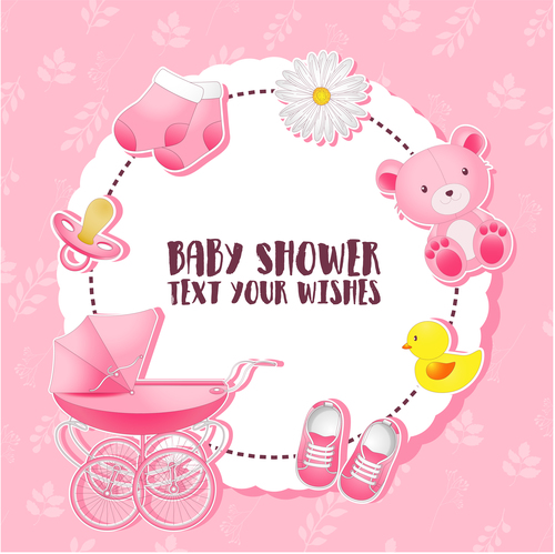 Baby shower card tamplate vector 01