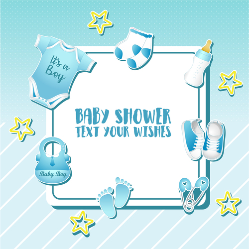 Baby shower card tamplate vector 02