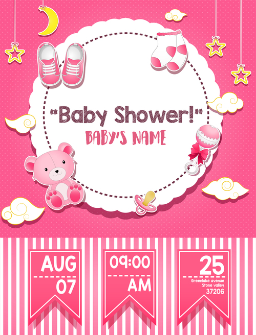 Baby shower card tamplate vector 05