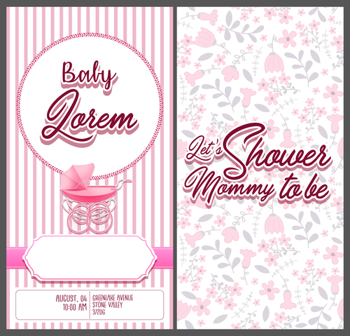 Baby shower card tamplate vector 08