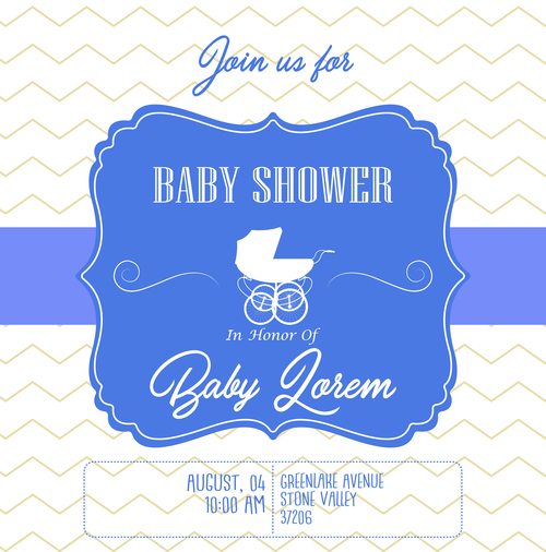 Baby shower card tamplate vector 09