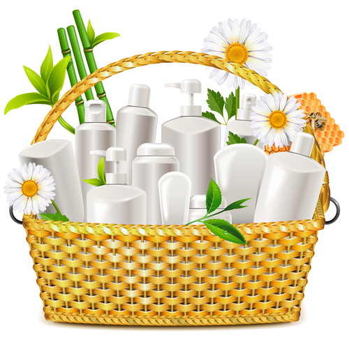 Basket with Natural Cosmetic vector material