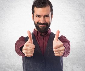 Bearded Man gesture Stock Photo 02