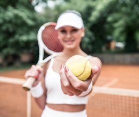 Beautiful female tennis player Stock Photo 02