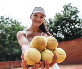 Beautiful female tennis player Stock Photo 06