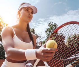 Beautiful female tennis player Stock Photo 07