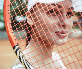 Beautiful female tennis player Stock Photo 10