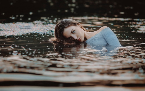 Beautiful girl in water Stock Photo