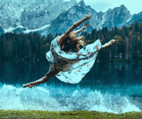 Beautiful woman dancing Stock Photo 01