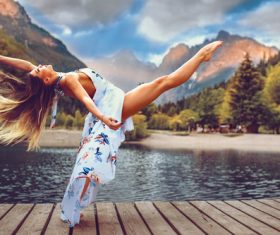 Beautiful woman dancing Stock Photo 02