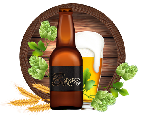 Beer with wood sign vector
