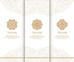 Beige tri-fold invitation card template vector 01