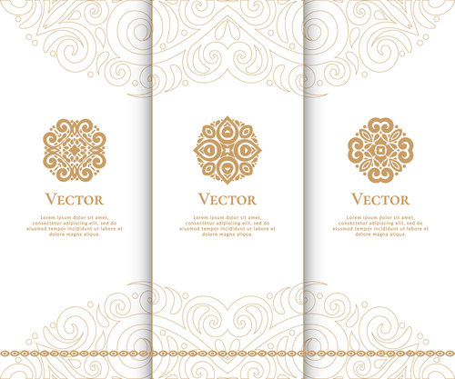 Beige tri-fold invitation card template vector 01