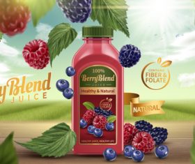 Berry juice adv poster template vector 02