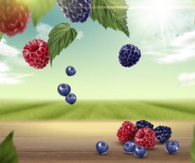 Berry with natural background vector 01