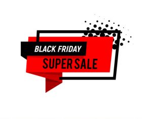 Black Friday super sale banner red vector