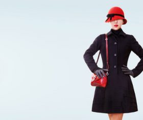 Black and red perfectly matched woman Stock Photo