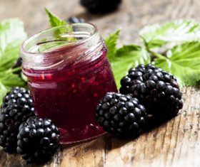 Black raspberry jam Stock Photo