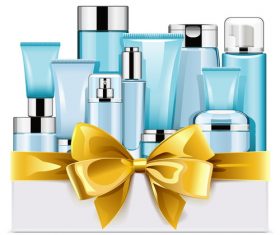 Blue Cosmetics with Golden Bow vector