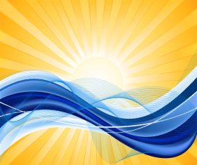 Blue wave with sunlight background vector
