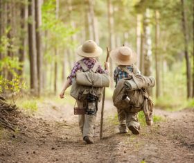 Brave children go camping Stock Photo