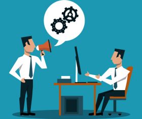 Businessmen team with Internet office vector material 01