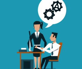 Businessmen team with Internet office vector material 02