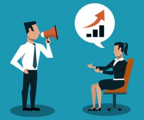 Businessmen team with Internet office vector material 03