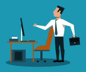 Businessmen team with Internet office vector material 04