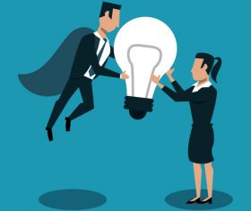 Businessmen team with Internet office vector material 07