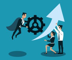 Businessmen team with Internet office vector material 08