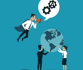 Businessmen team with Internet office vector material 11