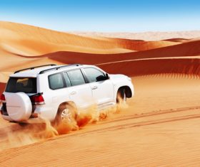 Car in the desert Stock Photo